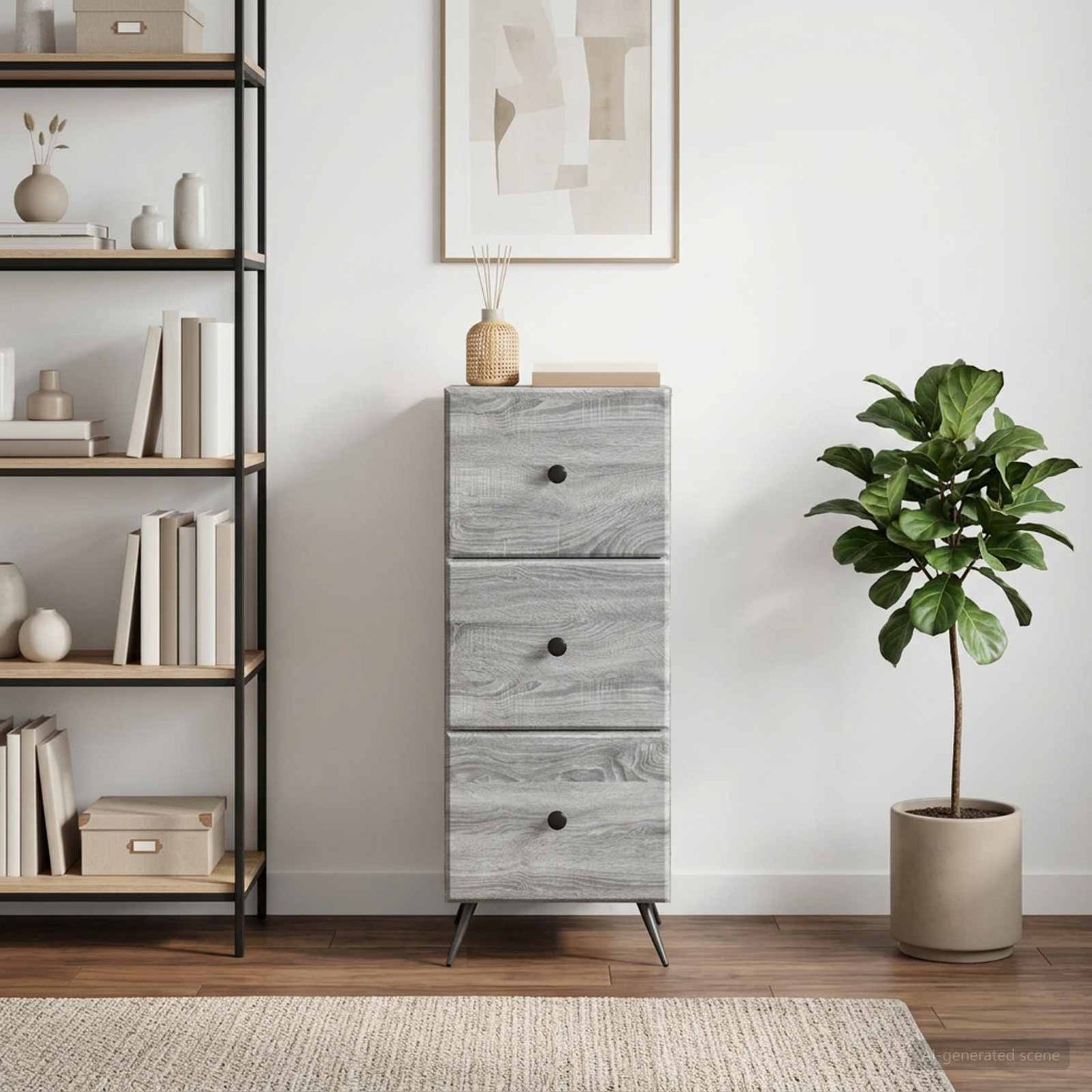 vidaXL Drawer Cabinet Grey Sonoma 33 x 34.5 x 90 cm Engineered Wood