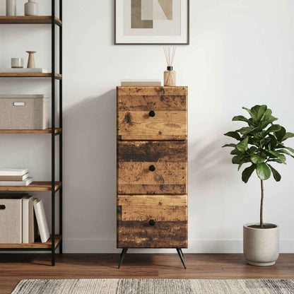 vidaXL Drawer Cabinet Old Wood 33 x 34.5 x 90 cm Engineered Wood