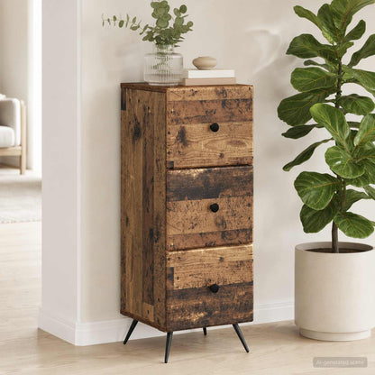 vidaXL Drawer Cabinet Old Wood 33 x 34.5 x 90 cm Engineered Wood