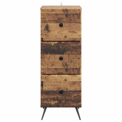 vidaXL Drawer Cabinet Old Wood 33 x 34.5 x 90 cm Engineered Wood