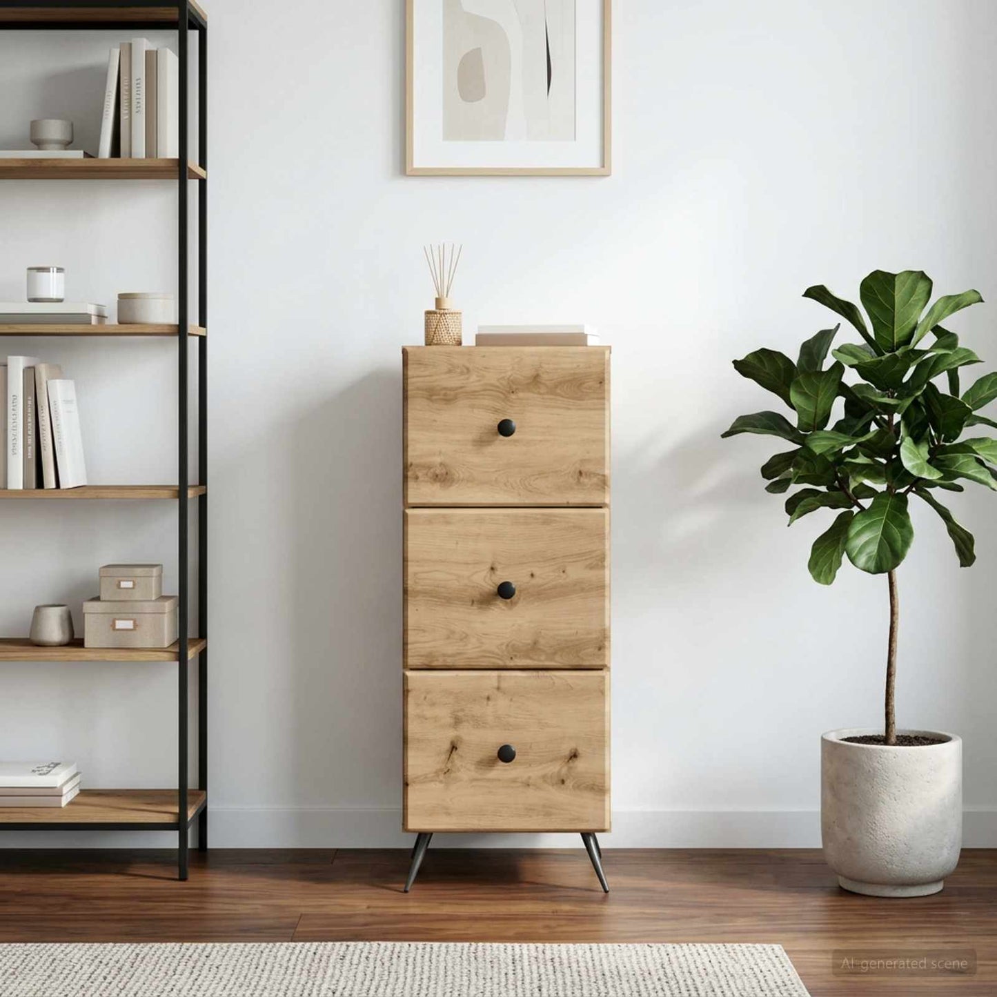 vidaXL Drawer Cabinet 33 x 34.5 x 90 cm Engineered Wood Artisan Oak