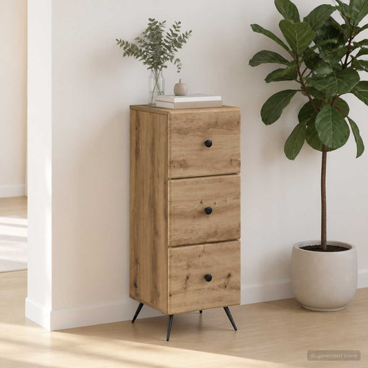 vidaXL Drawer Cabinet 33 x 34.5 x 90 cm Engineered Wood Artisan Oak