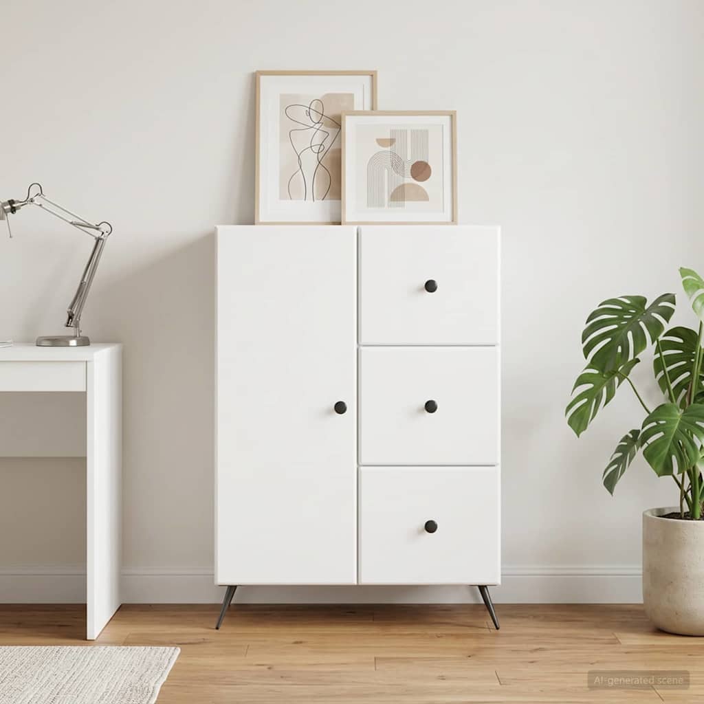 vidaXL Sideboard with Drawer White 66 x 34.5 x 90 cm Engineered Wood