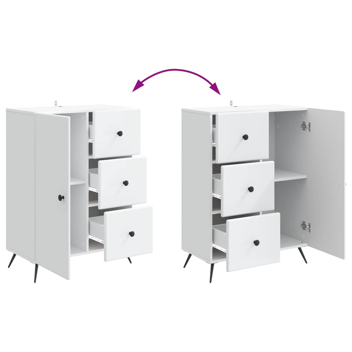 vidaXL Sideboard with Drawer White 66 x 34.5 x 90 cm Engineered Wood