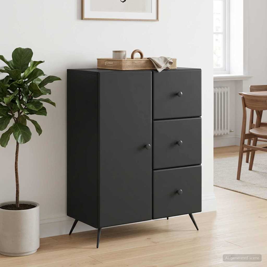 vidaXL Sideboard with Drawer Black 66 x 34.5 x 90 cm Engineered Wood