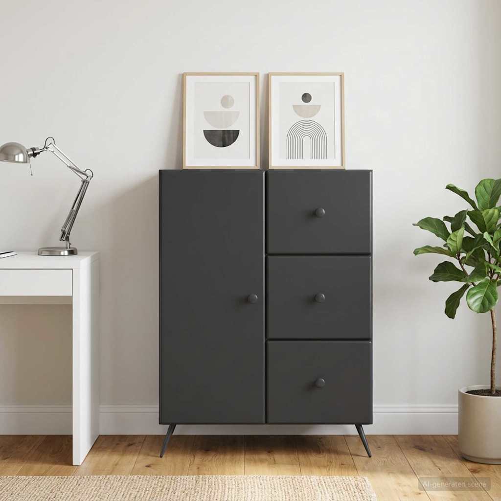 vidaXL Sideboard with Drawer Black 66 x 34.5 x 90 cm Engineered Wood
