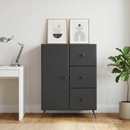 vidaXL Sideboard with Drawer Black 66 x 34.5 x 90 cm Engineered Wood