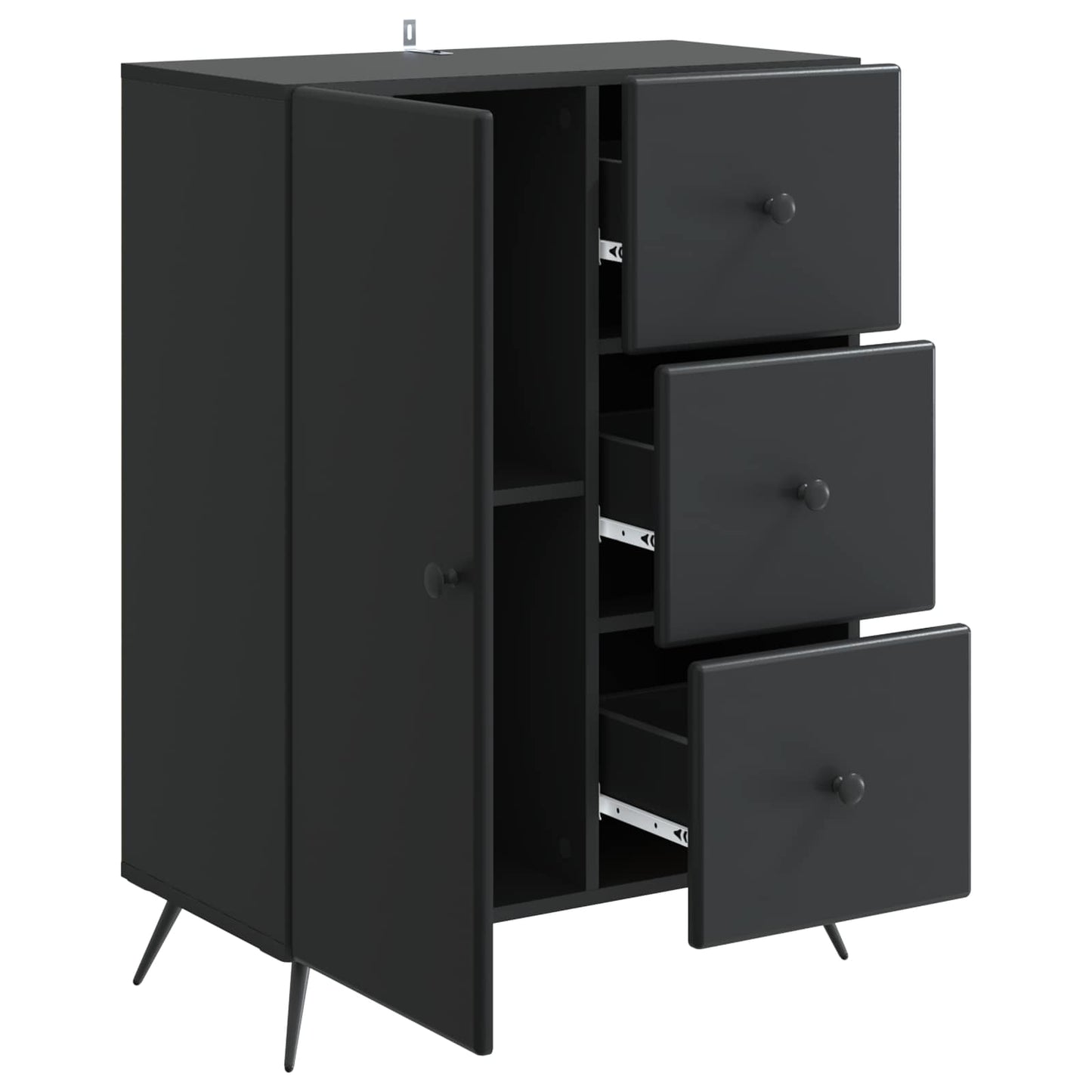 vidaXL Sideboard with Drawer Black 66 x 34.5 x 90 cm Engineered Wood