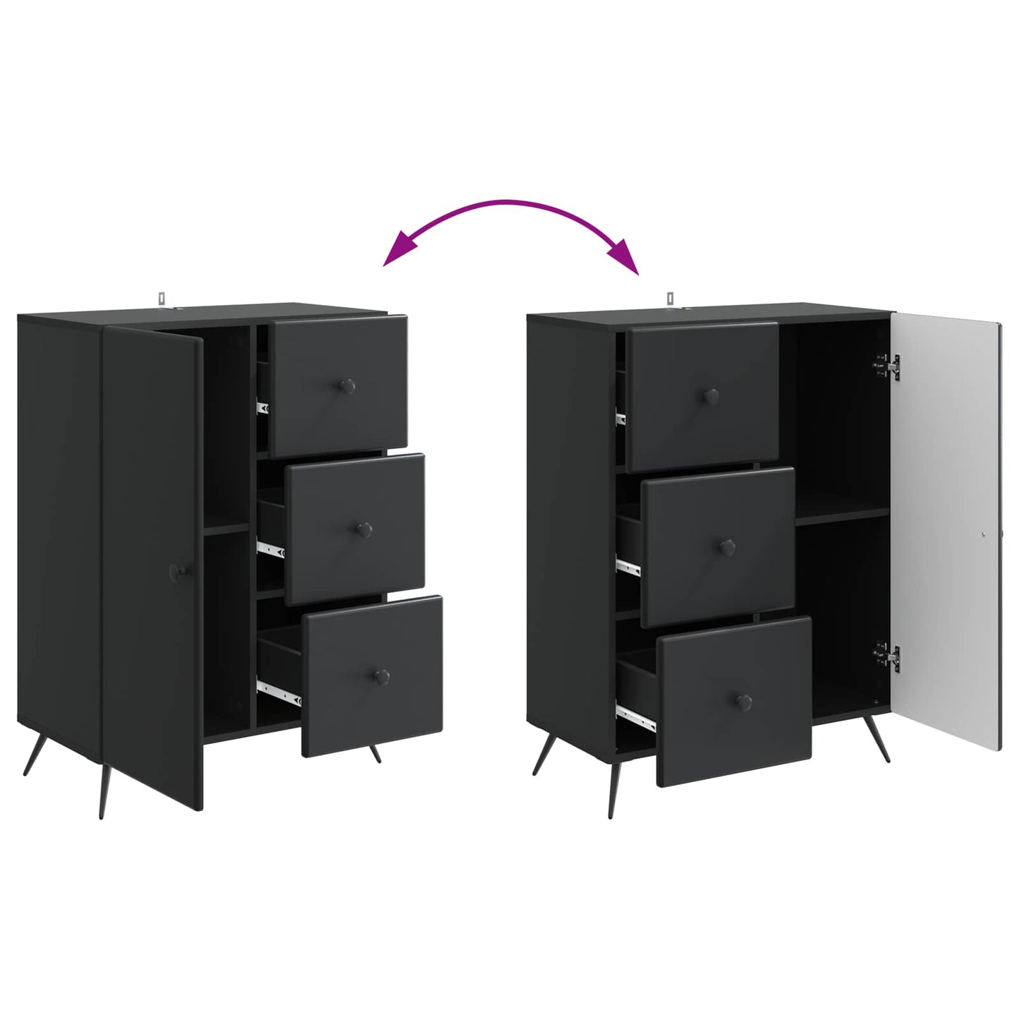 vidaXL Sideboard with Drawer Black 66 x 34.5 x 90 cm Engineered Wood
