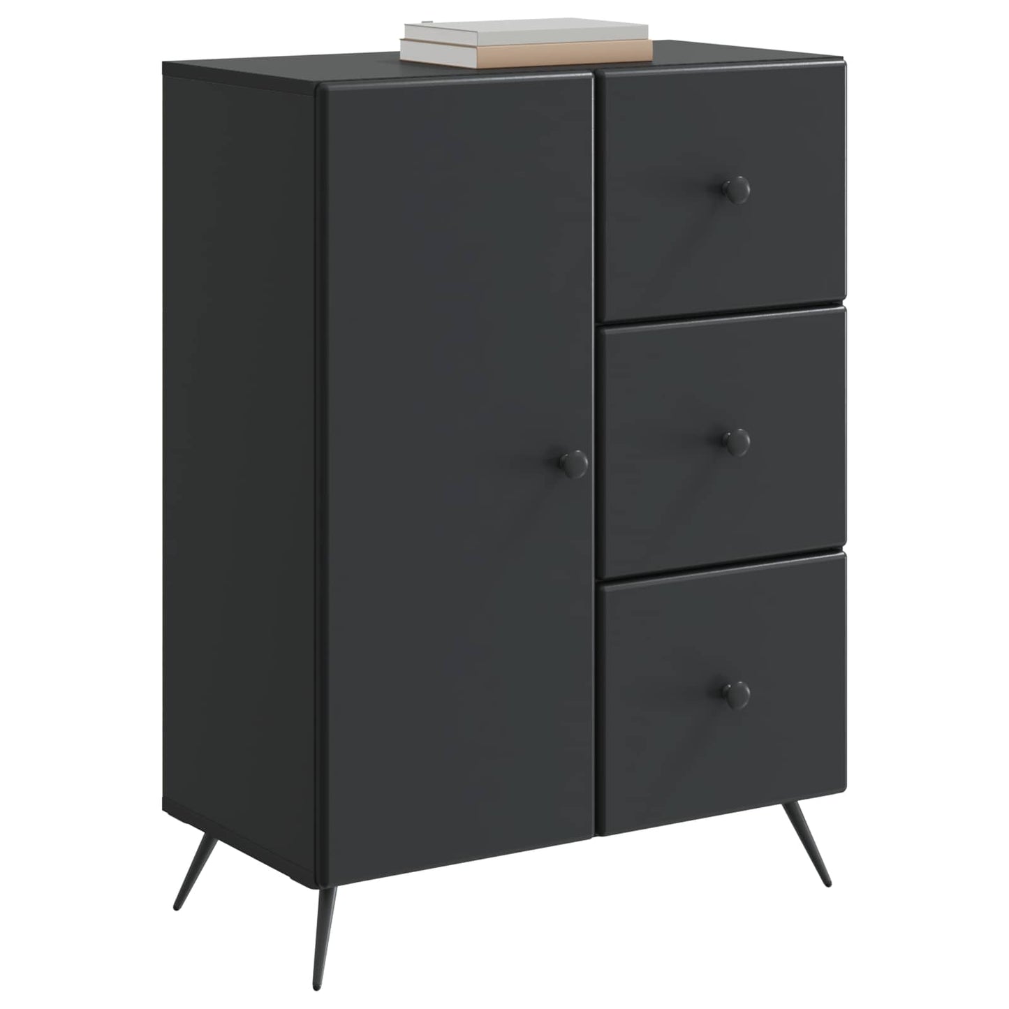 vidaXL Sideboard with Drawer Black 66 x 34.5 x 90 cm Engineered Wood