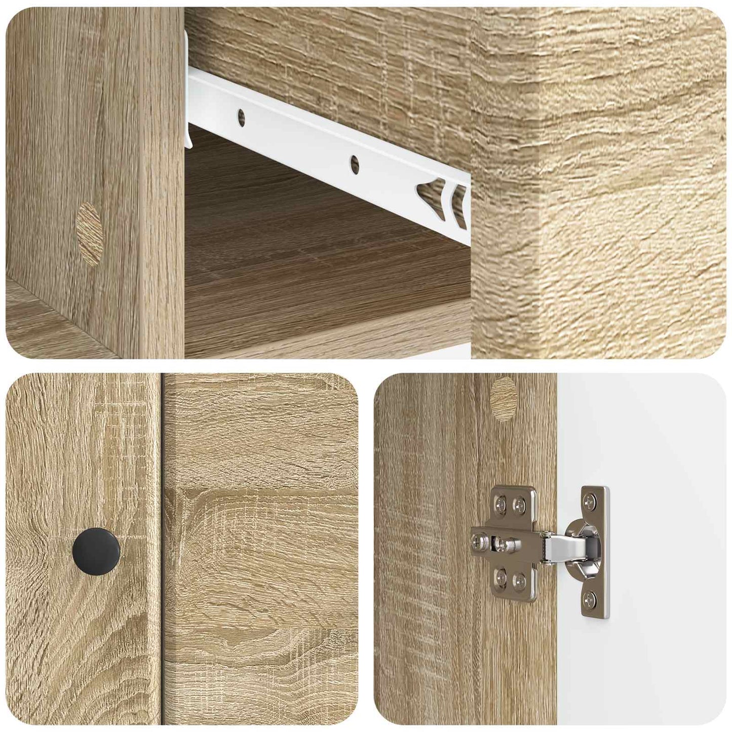 vidaXL Sideboard Sonoma Oak 66 x 34.5 x 90 cm Engineered Wood