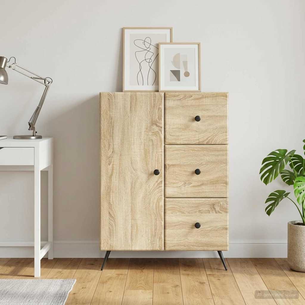 vidaXL Sideboard Sonoma Oak 66 x 34.5 x 90 cm Engineered Wood