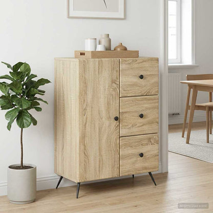 vidaXL Sideboard Sonoma Oak 66 x 34.5 x 90 cm Engineered Wood