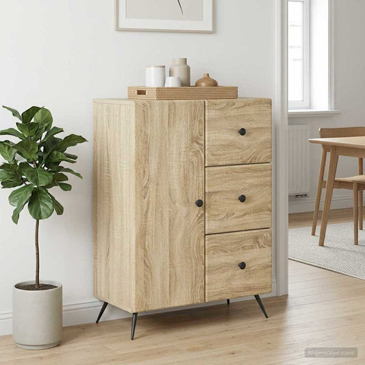 vidaXL Sideboard Sonoma Oak 66 x 34.5 x 90 cm Engineered Wood