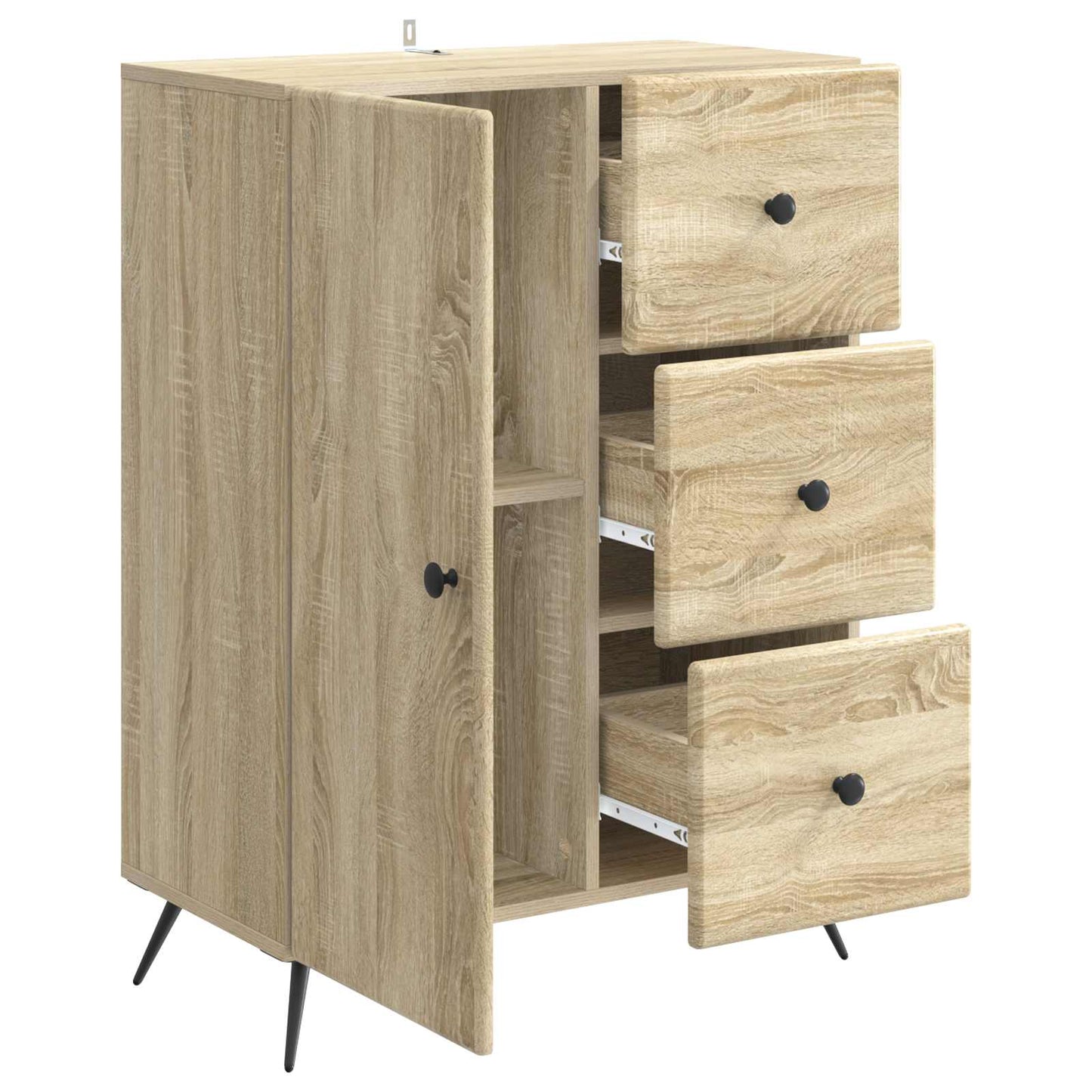 vidaXL Sideboard Sonoma Oak 66 x 34.5 x 90 cm Engineered Wood