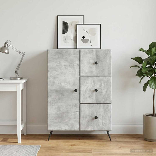 vidaXL Sideboard Concrete Grey 66 x 34.5 x 90 cm Engineered Wood