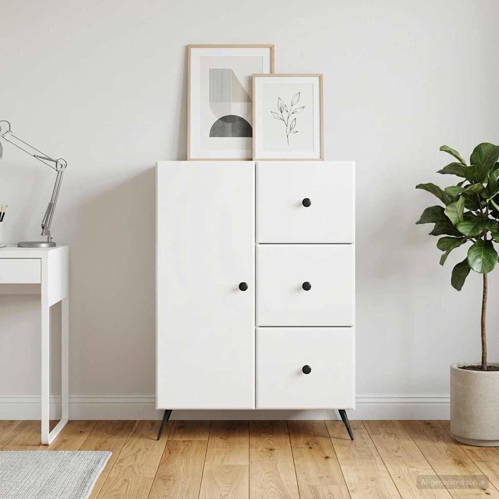 vidaXL Sideboard High Gloss White 66 x 34.5 x 90 cm Engineered Wood