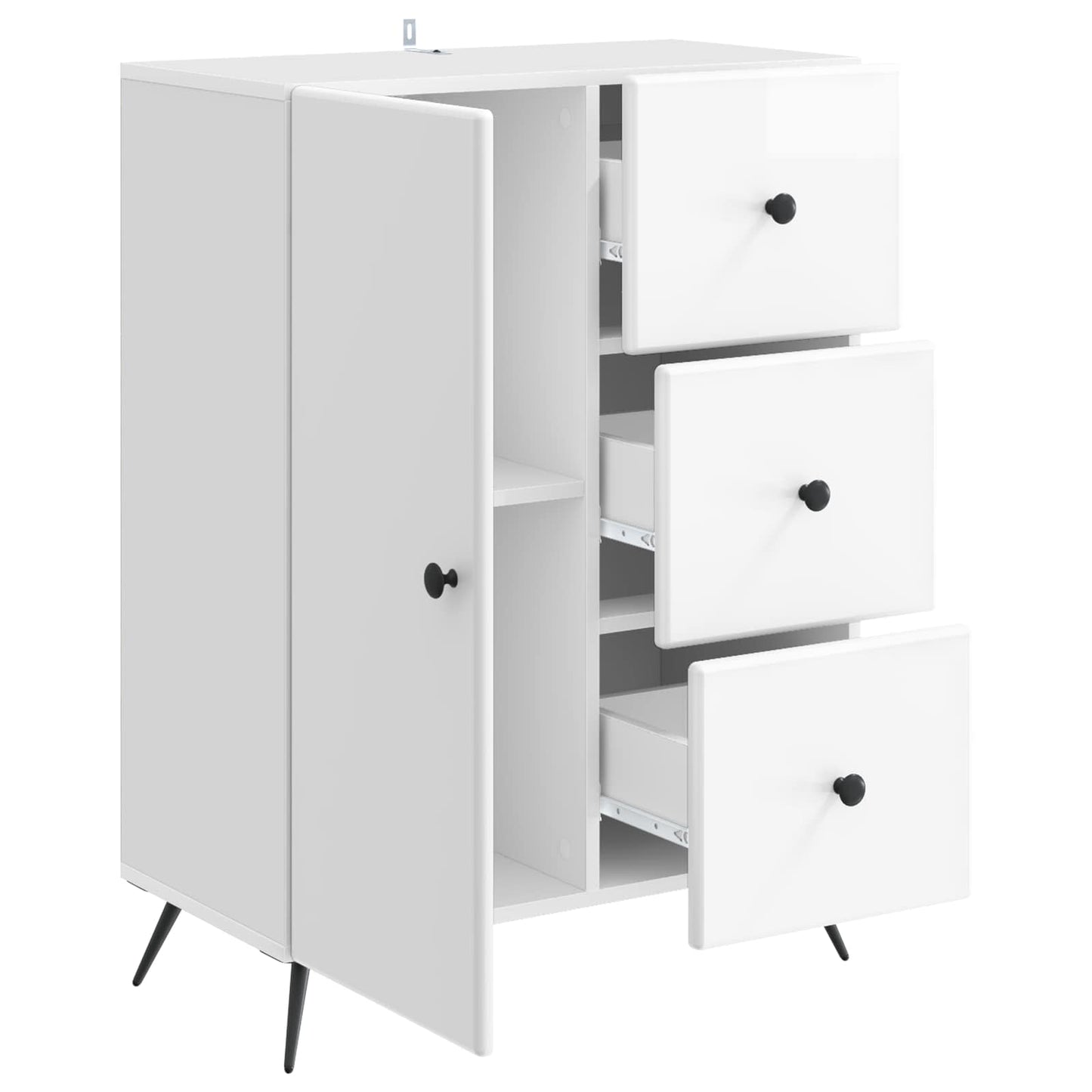 vidaXL Sideboard High Gloss White 66 x 34.5 x 90 cm Engineered Wood