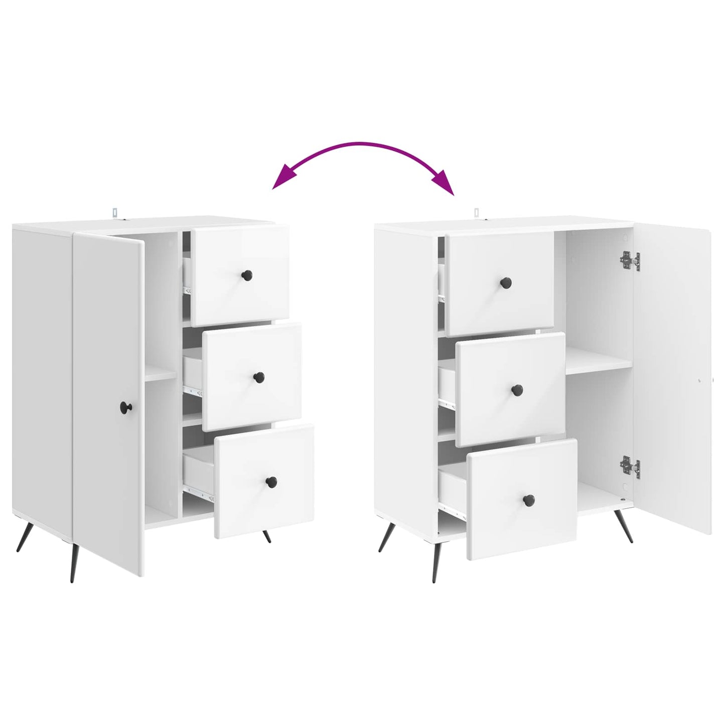 vidaXL Sideboard High Gloss White 66 x 34.5 x 90 cm Engineered Wood