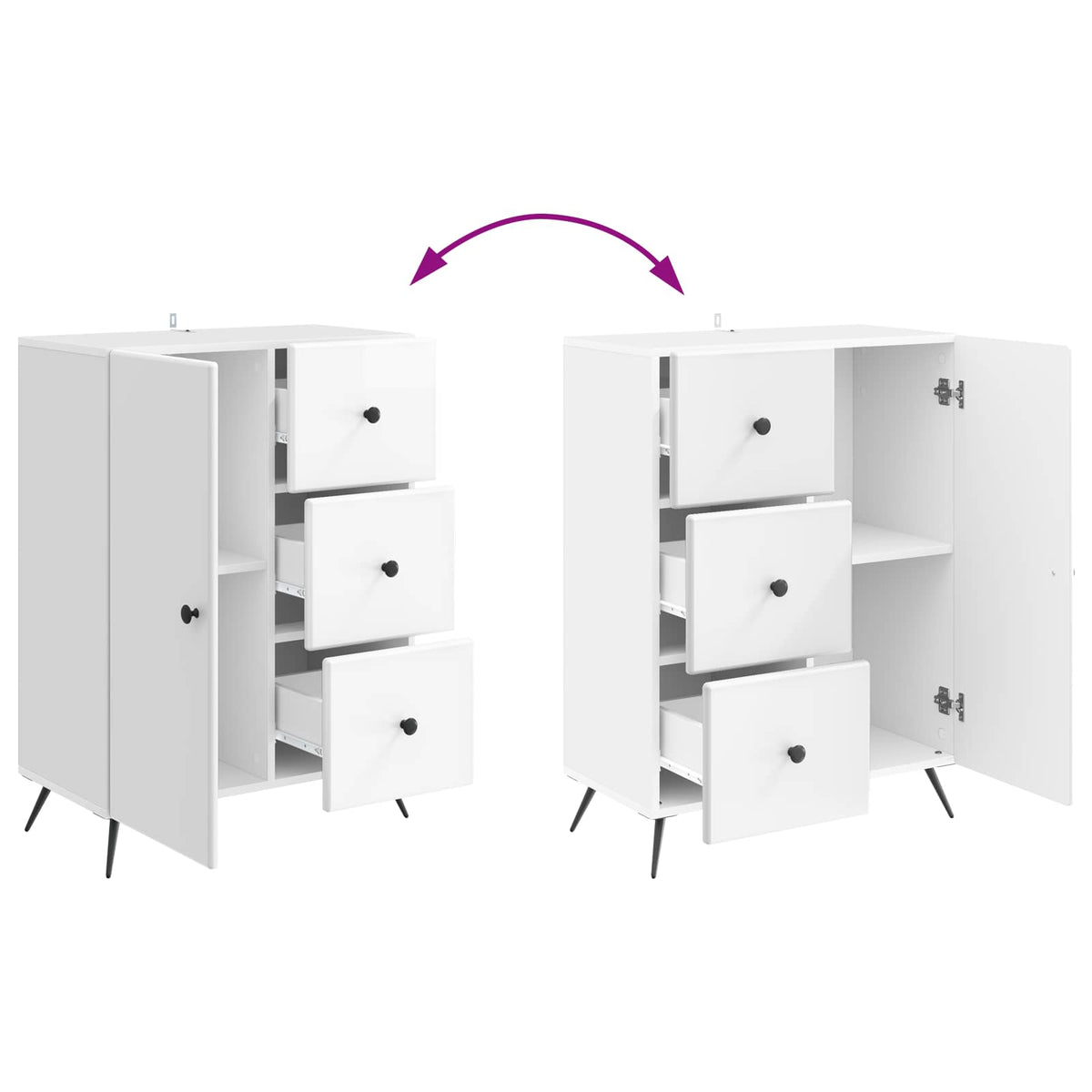 vidaXL Sideboard High Gloss White 66 x 34.5 x 90 cm Engineered Wood