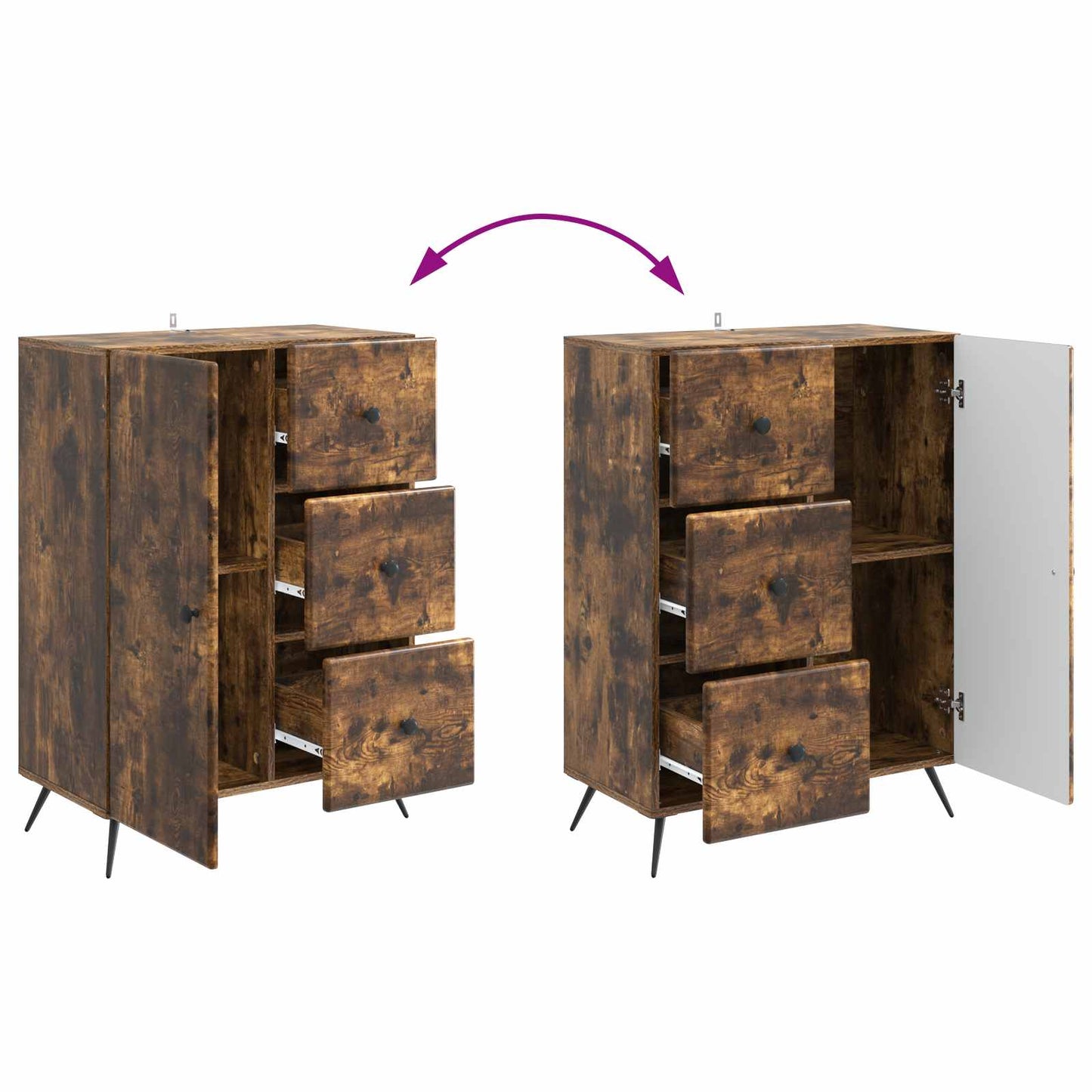 vidaXL Sideboard Smoked Oak 66 x 34.5 x 90 cm Engineered Wood