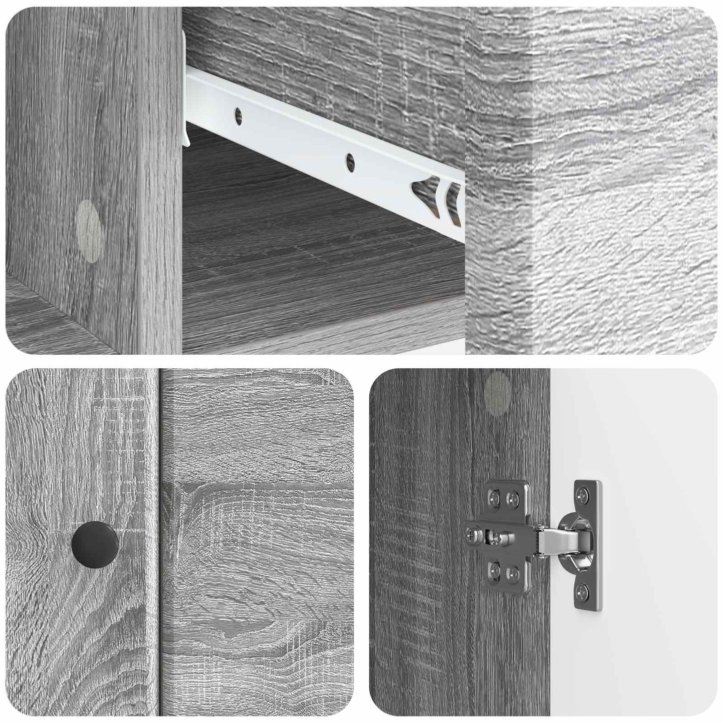 vidaXL Sideboard Grey Sonoma 66 x 34.5 x 90 cm Engineered Wood