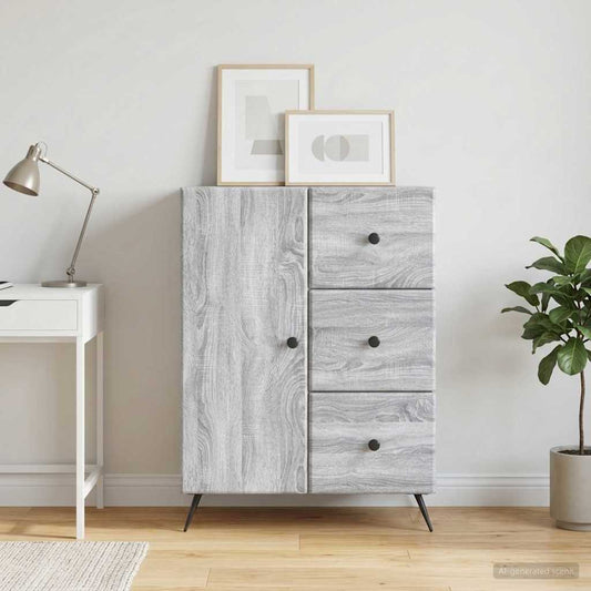 vidaXL Sideboard Grey Sonoma 66 x 34.5 x 90 cm Engineered Wood