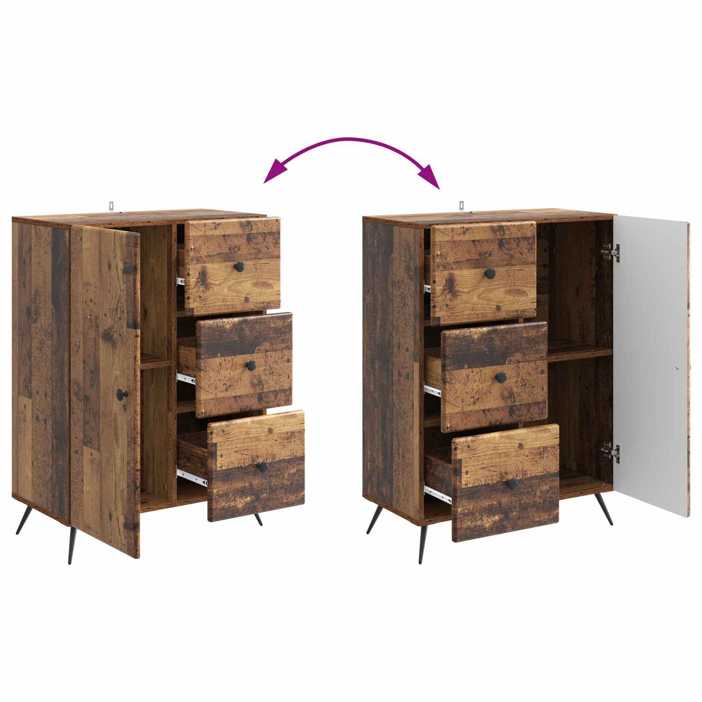 vidaXL Sideboard Old Wood 66 x 34.5 x 90 cm Engineered Wood