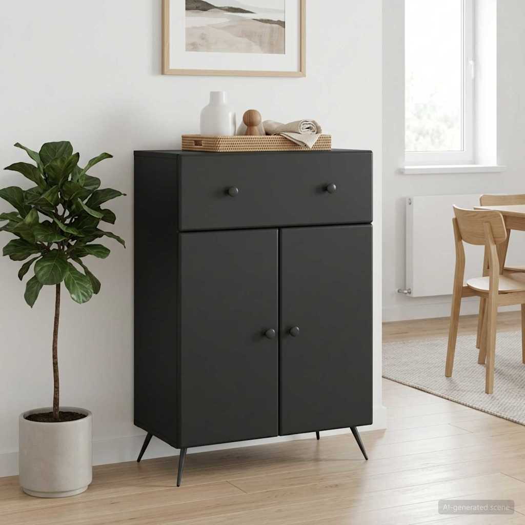 vidaXL Sideboard Black 66 x 34.5 x 90 cm Engineered Wood