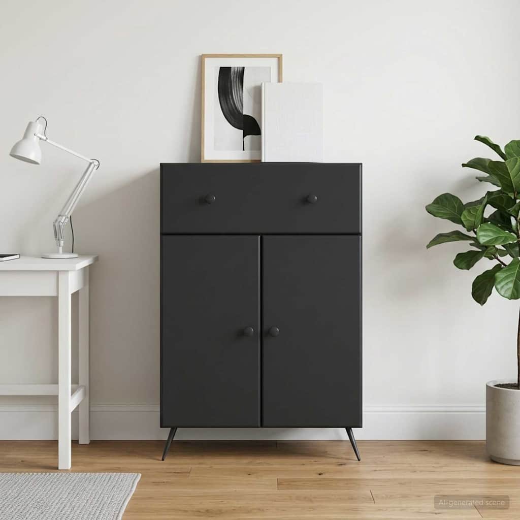 vidaXL Sideboard Black 66 x 34.5 x 90 cm Engineered Wood