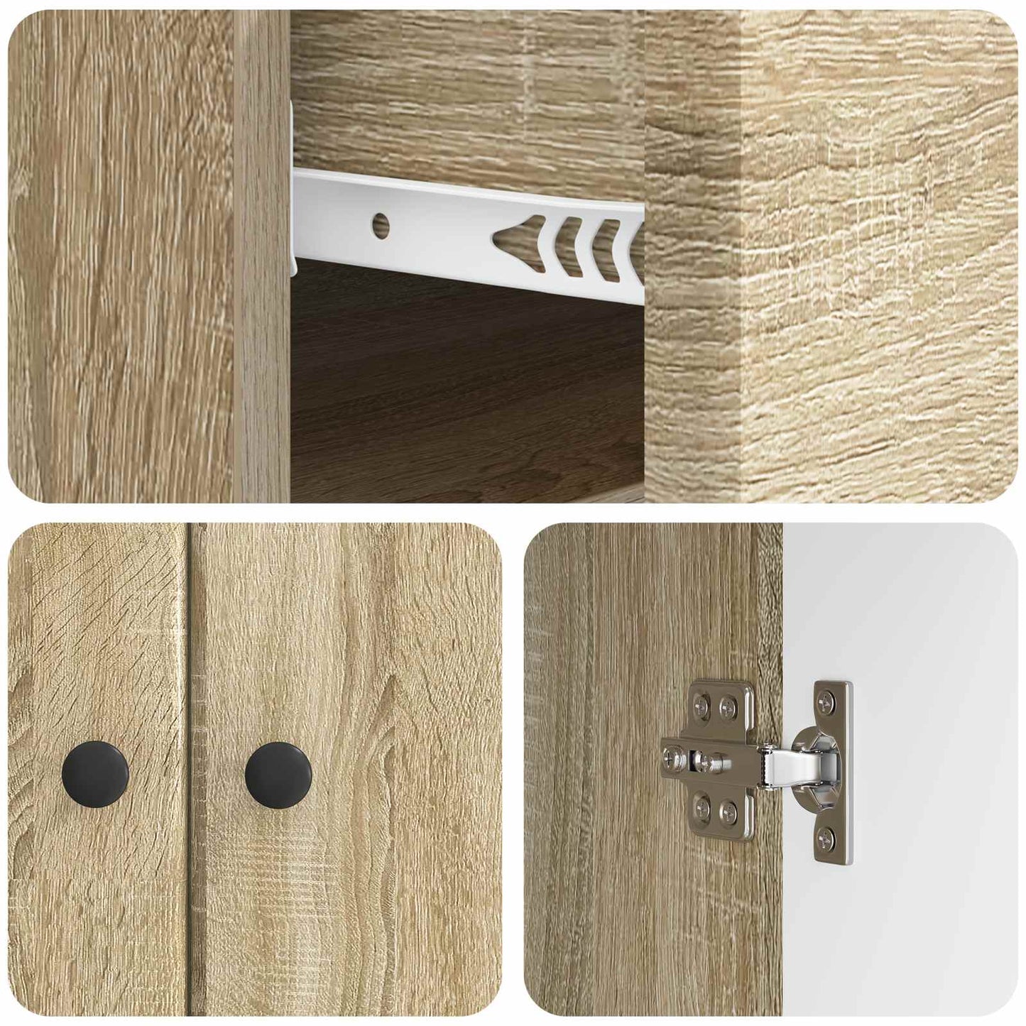 vidaXL Sideboard Sonoma Oak 66 x 34.5 x 90 cm Engineered Wood