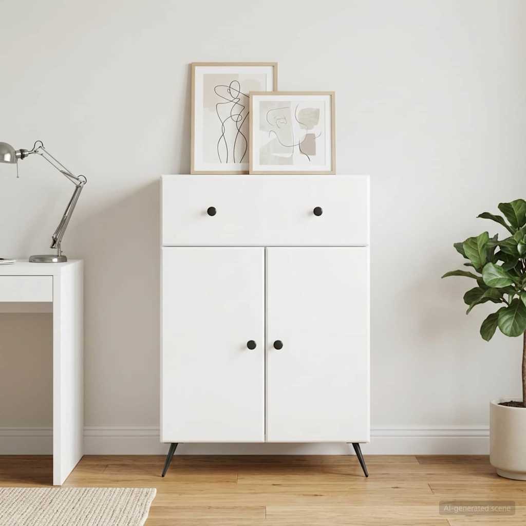 vidaXL Sideboard High Gloss White 66 x 34.5 x 90 cm Engineered Wood