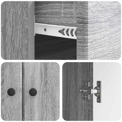 vidaXL Sideboard Grey Sonoma 66 x 34.5 x 90 cm Engineered Wood