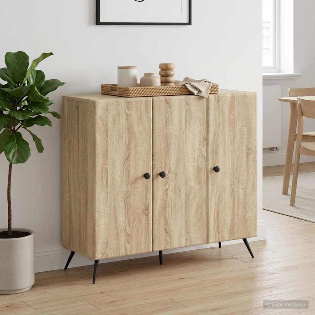 vidaXL Sideboard Sonoma Oak 89 x 34.5 x 80 cm Engineered Wood