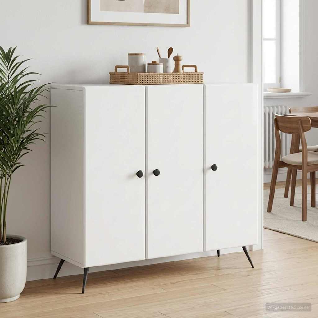 vidaXL Sideboard High Gloss White 89 x 34.5 x 80 cm Engineered Wood
