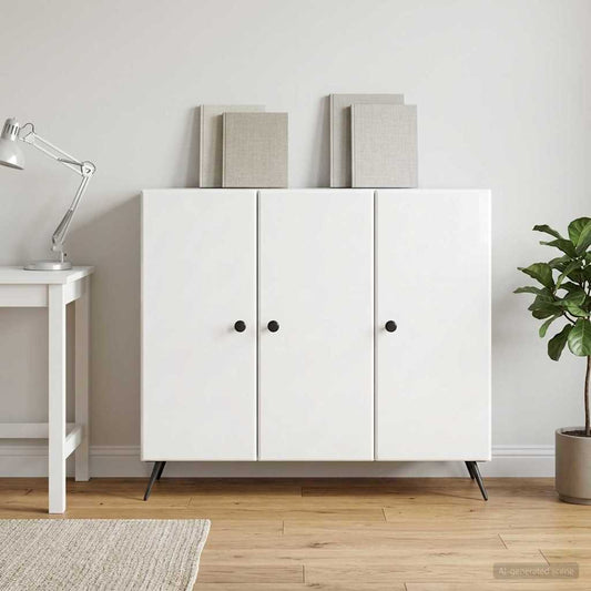 vidaXL Sideboard High Gloss White 89 x 34.5 x 80 cm Engineered Wood
