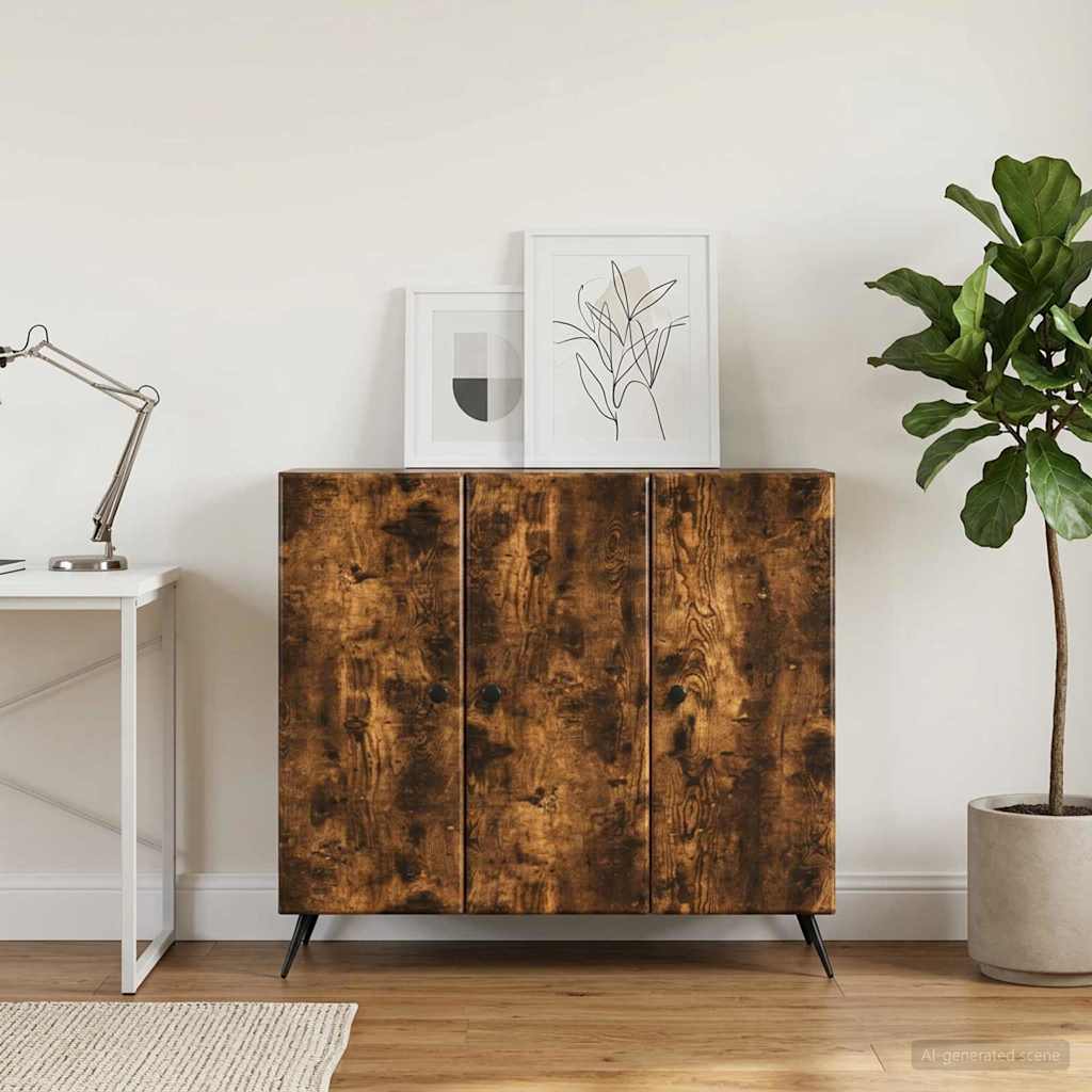 vidaXL Sideboard Smoked Oak 89 x 34.5 x 80 cm Engineered Wood