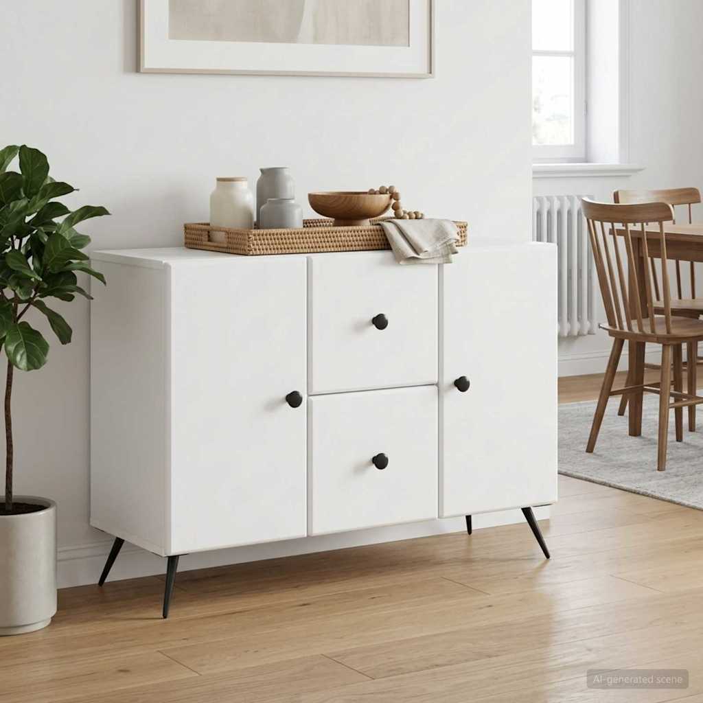 vidaXL Sideboard with Drawer White 89 x 34.5 x 60 cm Engineered Wood
