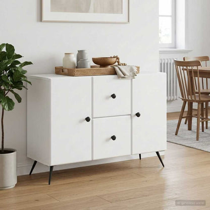 vidaXL Sideboard with Drawer White 89 x 34.5 x 60 cm Engineered Wood