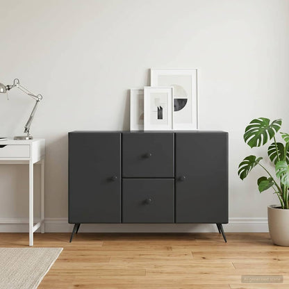vidaXL Sideboard with Drawer Black 89 x 34.5 x 60 cm Engineered Wood