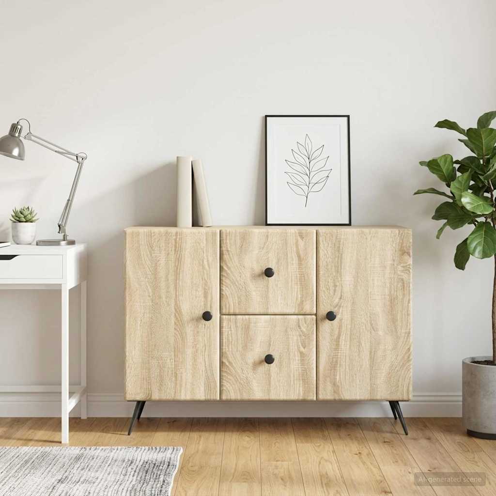 vidaXL Sideboard Sonoma Oak 89 x 34.5 x 60 cm Engineered Wood