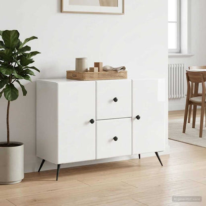 vidaXL Sideboard High Gloss White 89 x 34.5 x 60 cm Engineered Wood