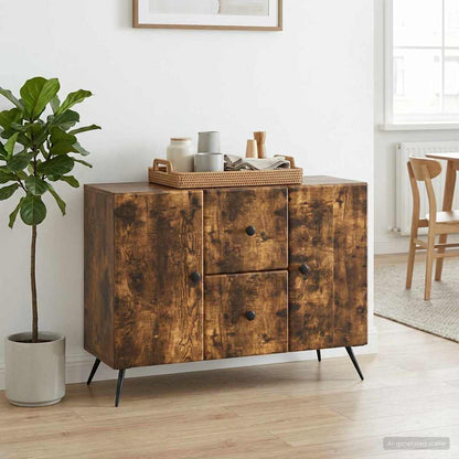 vidaXL Sideboard Smoked Oak 89 x 34.5 x 60 cm Engineered Wood