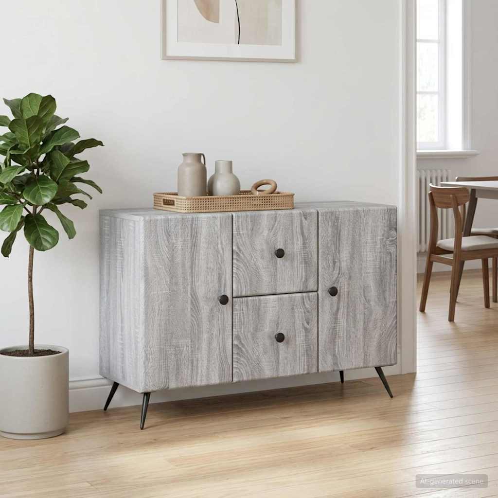 vidaXL Sideboard Grey Sonoma 89 x 34.5 x 60 cm Engineered Wood