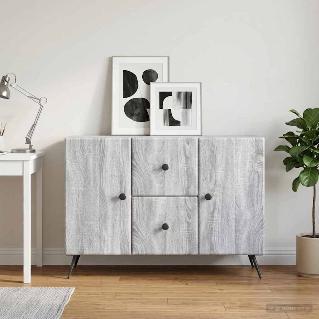 vidaXL Sideboard Grey Sonoma 89 x 34.5 x 60 cm Engineered Wood