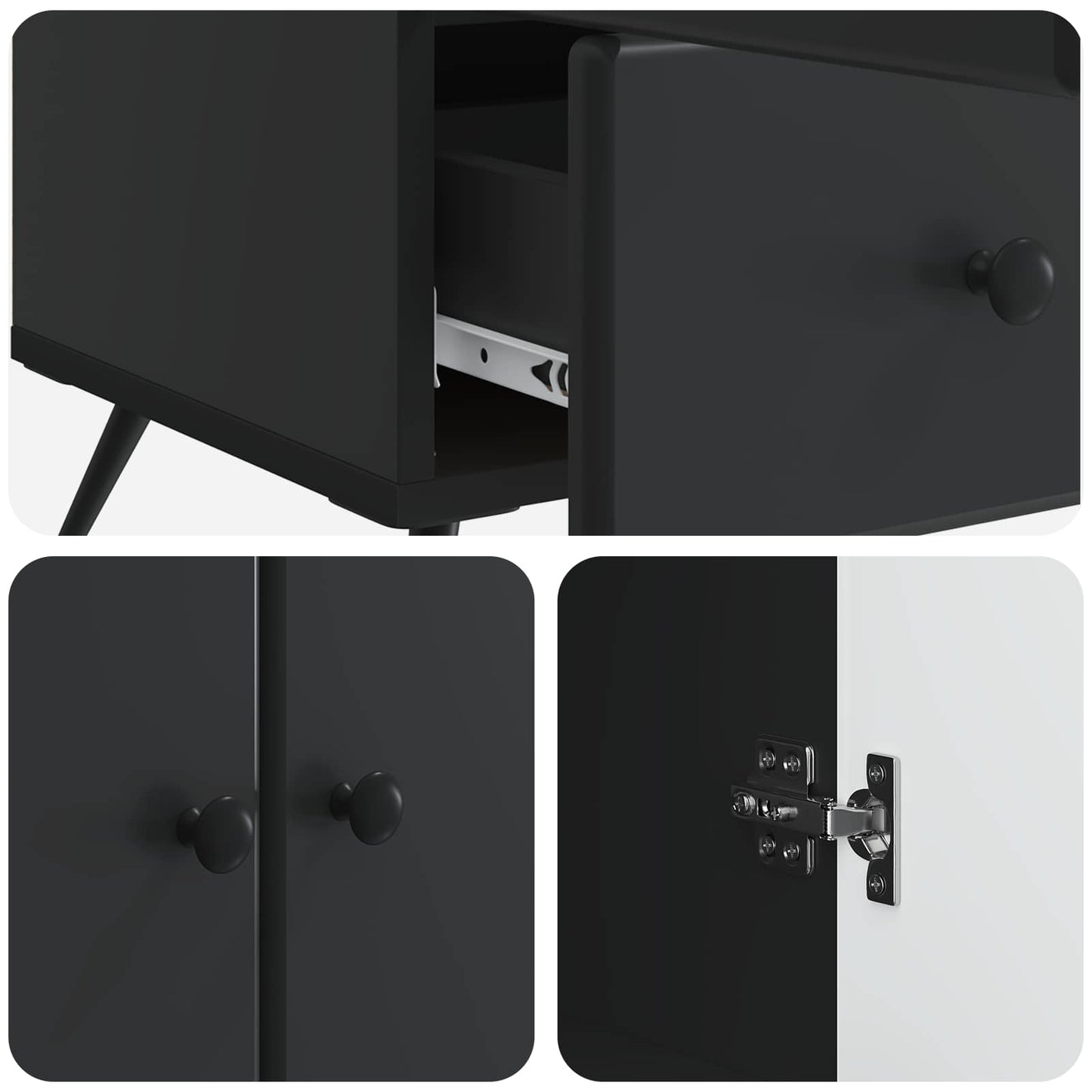 vidaXL Sideboard with Drawer Black 66 x 34.5 x 95 cm Engineered Wood
