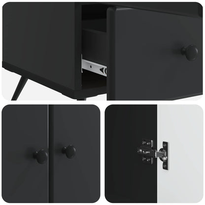 vidaXL Sideboard with Drawer Black 66 x 34.5 x 95 cm Engineered Wood