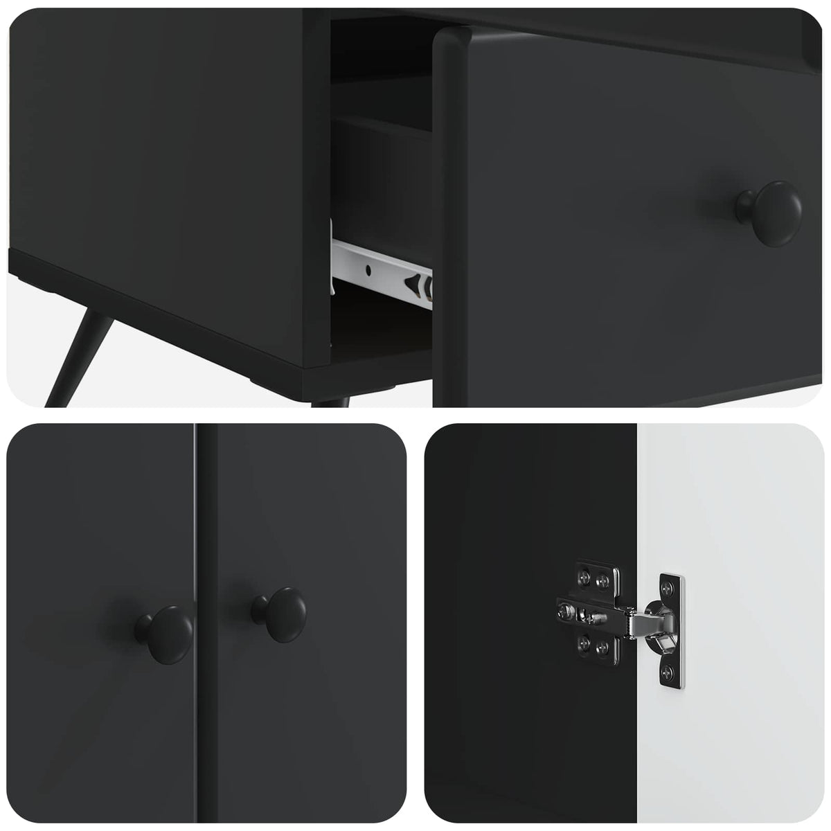 vidaXL Sideboard Black 66 x 34.5 x 95 cm Engineered Wood