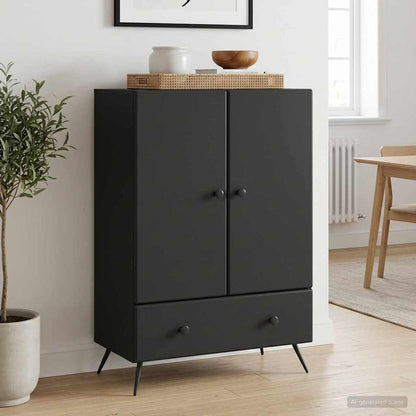 vidaXL Sideboard with Drawer Black 66 x 34.5 x 95 cm Engineered Wood