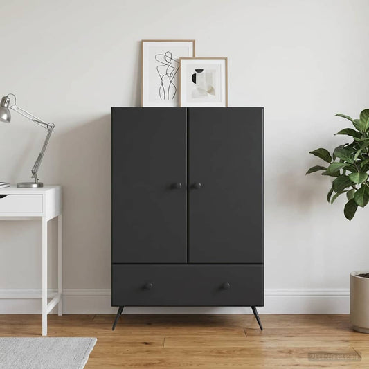 vidaXL Sideboard with Drawer Black 66 x 34.5 x 95 cm Engineered Wood